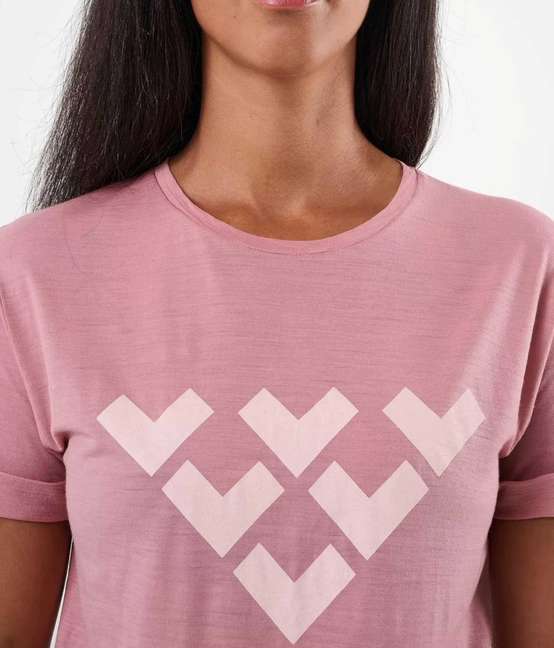 T-Shirt Femme Chevron Merino Blend Manches Courtes