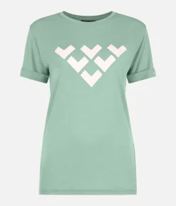 T-Shirt Femme Chevron Merino Blend Manches Courtes